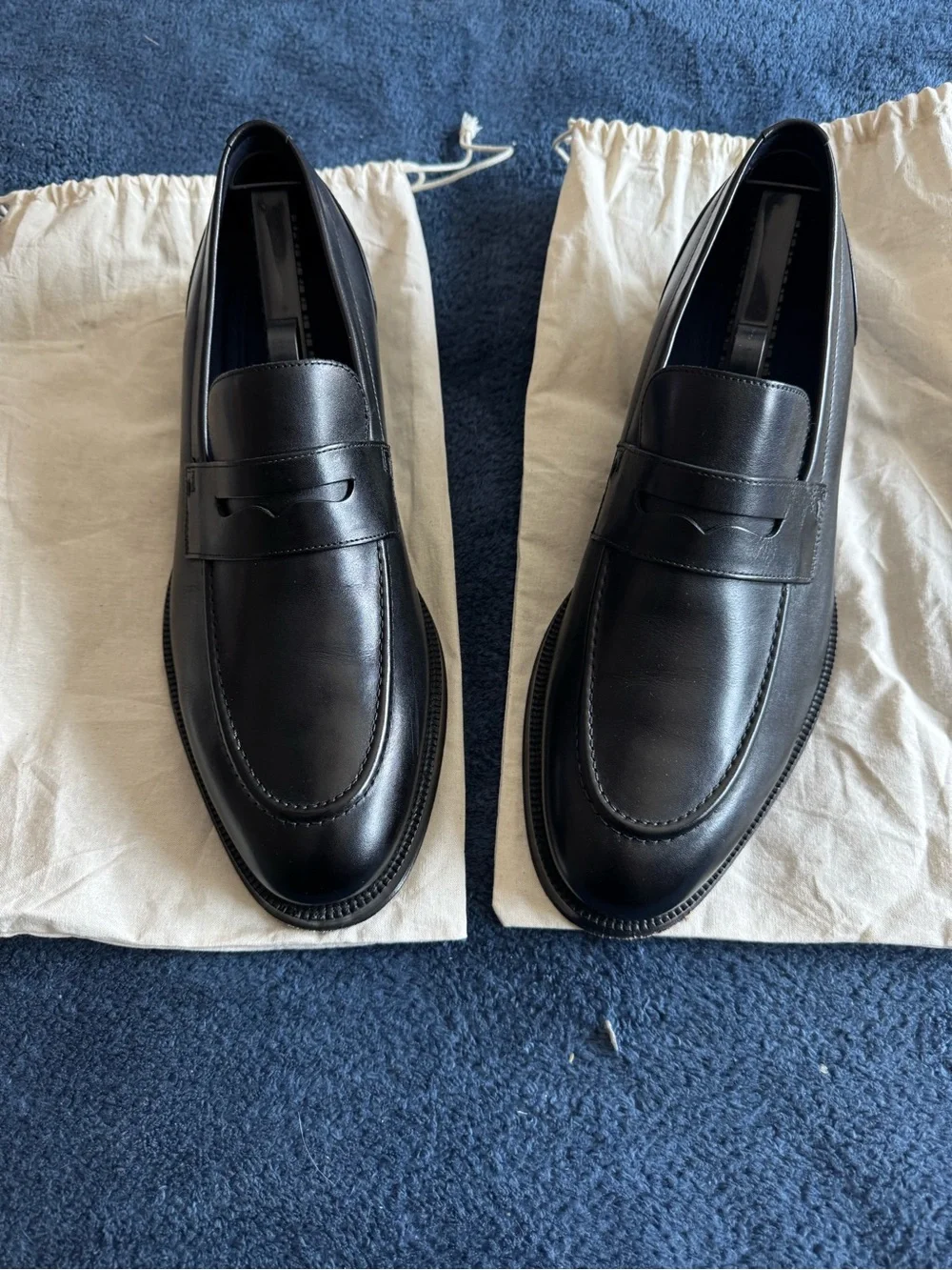 Cole Haan Men’s Black Leather Carney  Penny Loafers